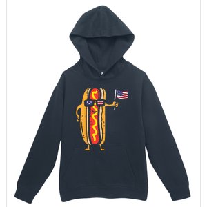 Hotdog Sunglasses American Flag USA Funny 4th Of July Fourth Urban Pullover Hoodie