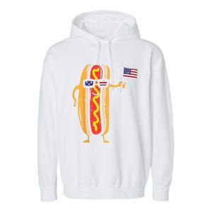 Hotdog Sunglasses American Flag USA Funny 4th Of July Fourth Garment-Dyed Fleece Hoodie