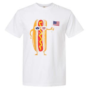 Hotdog Sunglasses American Flag USA Funny 4th Of July Fourth Garment-Dyed Heavyweight T-Shirt