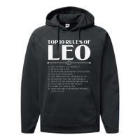 Horoscope Symbols Astrology Sign Top 10 Rules Of Leo Performance Fleece Hoodie