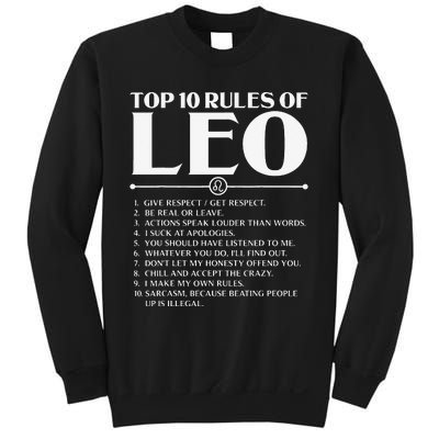 Horoscope Symbols Astrology Sign Top 10 Rules Of Leo Sweatshirt