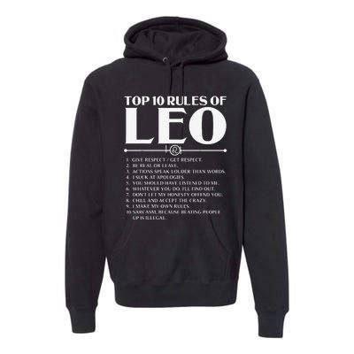 Horoscope Symbols Astrology Sign Top 10 Rules Of Leo Premium Hoodie