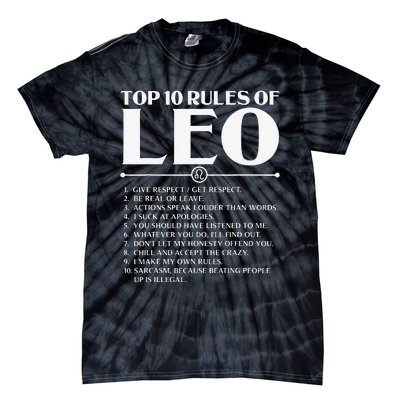 Horoscope Symbols Astrology Sign Top 10 Rules Of Leo Tie-Dye T-Shirt