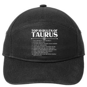 Horoscope Symbols Astrology Sign Top 10 Rules Of Taurus 7-Panel Snapback Hat