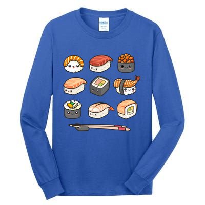 Happy Sushi Anime Kawaii Set Japanese Food Lover Otaku Ga Gift Tall Long Sleeve T-Shirt