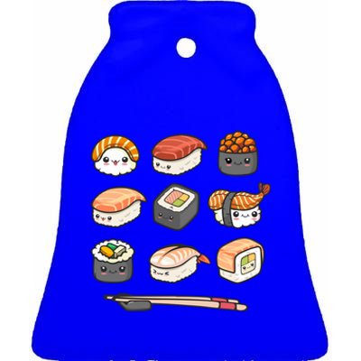 Happy Sushi Anime Kawaii Set Japanese Food Lover Otaku Ga Gift Ceramic Bell Ornament