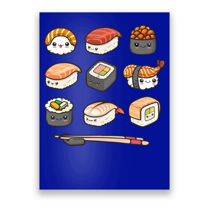 Happy Sushi Anime Kawaii Set Japanese Food Lover Otaku Ga Gift Poster