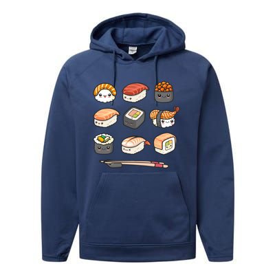 Happy Sushi Anime Kawaii Set Japanese Food Lover Otaku Ga Gift Performance Fleece Hoodie