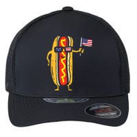 Hotdog Sunglasses American Flag USA Funny 4th Of July Fourth Flexfit Unipanel Trucker Cap