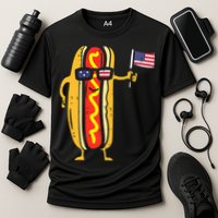 Hotdog Sunglasses American Flag USA Funny 4th Of July Fourth Cooling Performance Crew T-Shirt