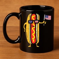 Hotdog Sunglasses American Flag USA Funny 4th Of July Fourth 11oz C Handle Ceramic Mug