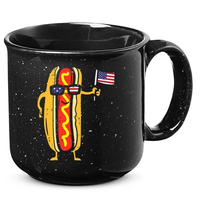 Hotdog Sunglasses American Flag USA Funny 4th Of July Fourth 15oz Campfire Ceramic Mug
