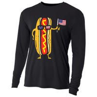 Hotdog Sunglasses American Flag USA Funny 4th Of July Fourth Cooling Performance Long Sleeve Crew
