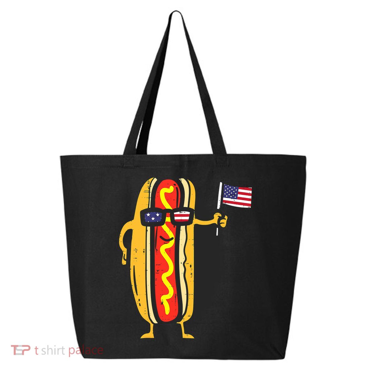 Hotdog Sunglasses American Flag USA Funny 4th Of July Fourth 25L Jumbo Tote