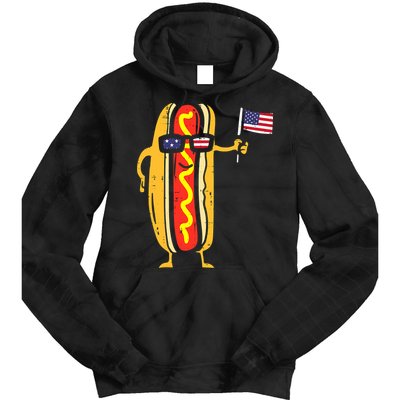Hotdog Sunglasses American Flag USA Funny 4th Of July Fourth Tie Dye Hoodie