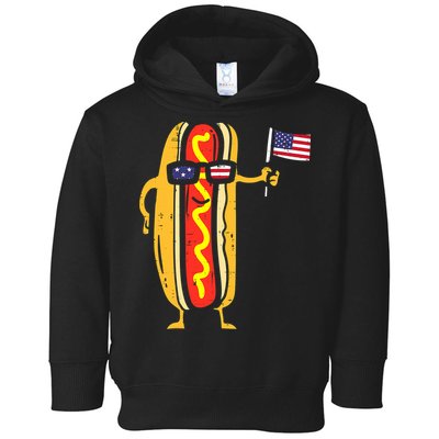 Hotdog Sunglasses American Flag USA Funny 4th Of July Fourth Toddler Hoodie