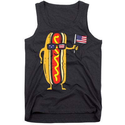 Hotdog Sunglasses American Flag USA Funny 4th Of July Fourth Tank Top