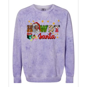 Howdy Santa African Afro Santa Black Western Cow Xmas Gift Colorblast Crewneck Sweatshirt