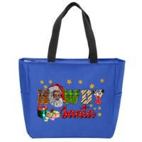 Howdy Santa African Afro Santa Black Western Cow Xmas Gift Zip Tote Bag