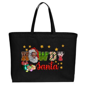 Howdy Santa African Afro Santa Black Western Cow Xmas Gift Cotton Canvas Jumbo Tote