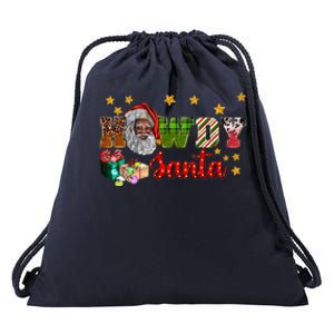 Howdy Santa African Afro Santa Black Western Cow Xmas Gift Drawstring Bag