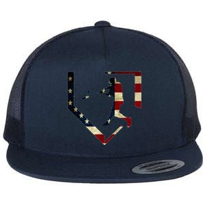 High School Baseball Season College Ball Player Usa Flag Flat Bill Trucker Hat