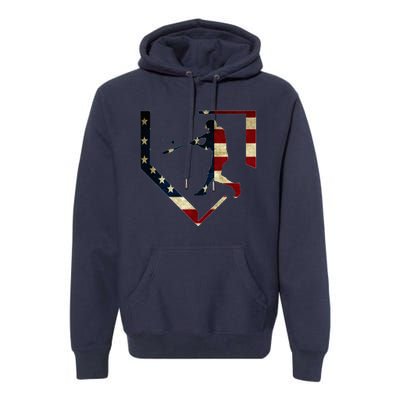 High School Baseball Season College Ball Player Usa Flag Premium Hoodie