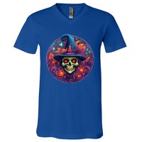 Halloween Scary Bony Green Witch Face Trick Treat Funny Gift V-Neck T-Shirt