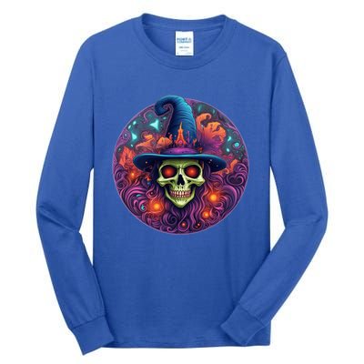 Halloween Scary Bony Green Witch Face Trick Treat Funny Gift Tall Long Sleeve T-Shirt