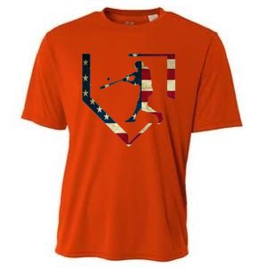 High School Baseball Season College Ball Player USA Flag Cooling Performance Crew T-Shirt