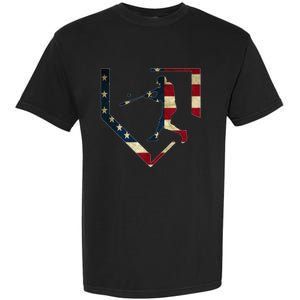 High School Baseball Season College Ball Player USA Flag Garment-Dyed Heavyweight T-Shirt