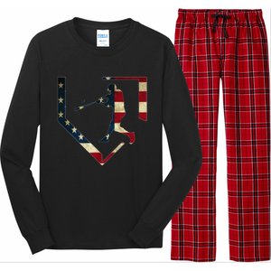 High School Baseball Season College Ball Player USA Flag Long Sleeve Pajama Set