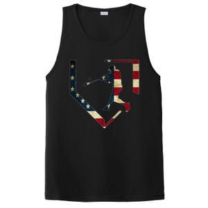 High School Baseball Season College Ball Player USA Flag PosiCharge Competitor Tank