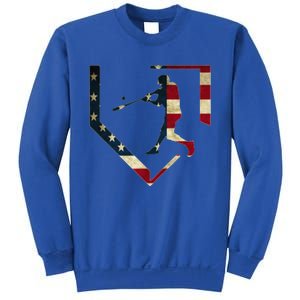 High School Baseball Season College Ball Player USA Flag Sweatshirt