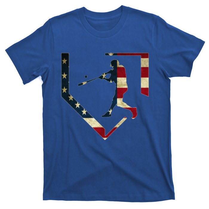 High School Baseball Season College Ball Player USA Flag T-Shirt