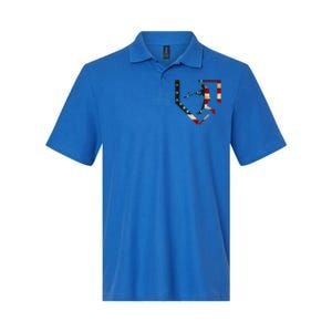 High School Baseball Season College Ball Player USA Flag Softstyle Adult Sport Polo