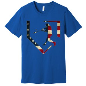 High School Baseball Season College Ball Player USA Flag Premium T-Shirt