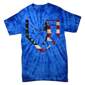 High School Baseball Season College Ball Player USA Flag Tie-Dye T-Shirt