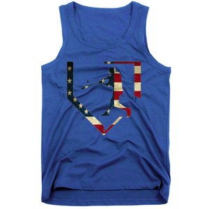 High School Baseball Season College Ball Player USA Flag Tank Top