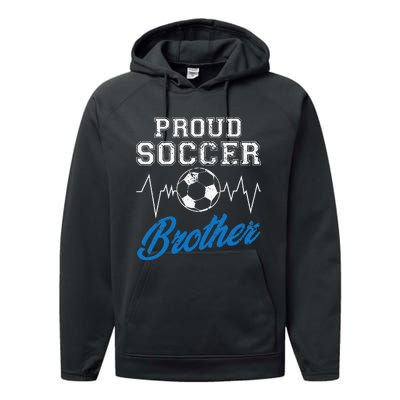 Heartbeat Soccer ball Proud Soccer Brother Soccer lovers Performance Fleece Hoodie