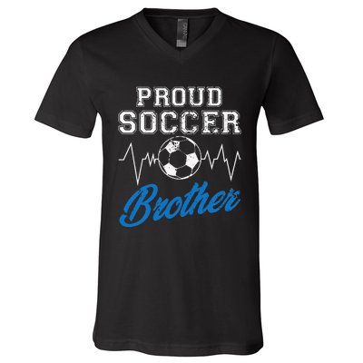 Heartbeat Soccer ball Proud Soccer Brother Soccer lovers V-Neck T-Shirt