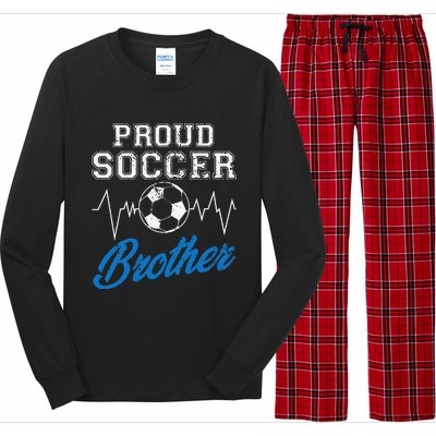 Heartbeat Soccer ball Proud Soccer Brother Soccer lovers Long Sleeve Pajama Set