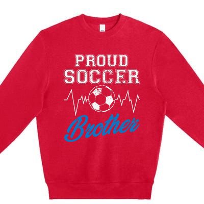 Heartbeat Soccer ball Proud Soccer Brother Soccer lovers Premium Crewneck Sweatshirt