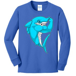 Hammerhead Shark Bodybuilder Bodybuilding Sports Gift Kids Long Sleeve Shirt