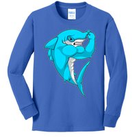 Hammerhead Shark Bodybuilder Bodybuilding Sports Gift Kids Long Sleeve Shirt