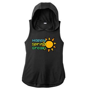 Happy Spring Break Sun Ladies PosiCharge Tri-Blend Wicking Draft Hoodie Tank