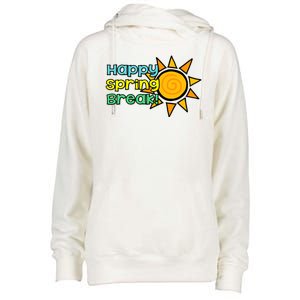 Happy Spring Break Sun Womens Funnel Neck Pullover Hood