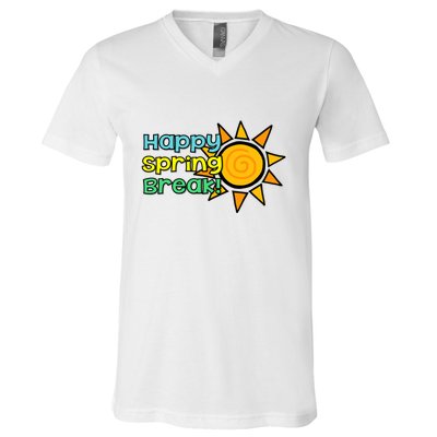 Happy Spring Break Sun V-Neck T-Shirt