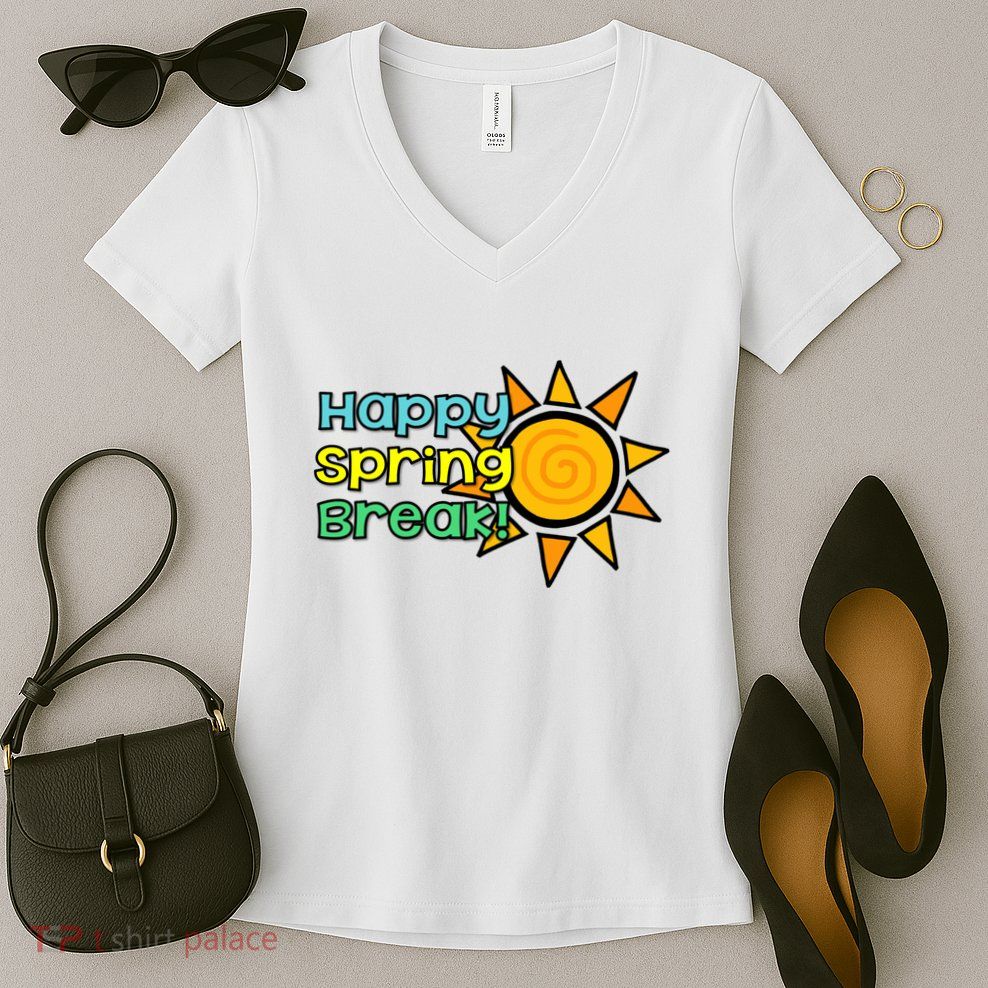 Happy Spring Break Sun Women's V-Neck T-Shirt