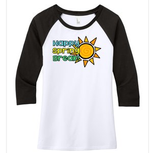 Happy Spring Break Sun Women's Tri-Blend 3/4-Sleeve Raglan Shirt